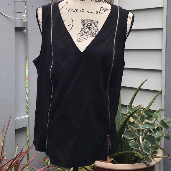 Lane Bryant black zippered sleeveless top knit material size 14/16 - Picture 3 of 8
